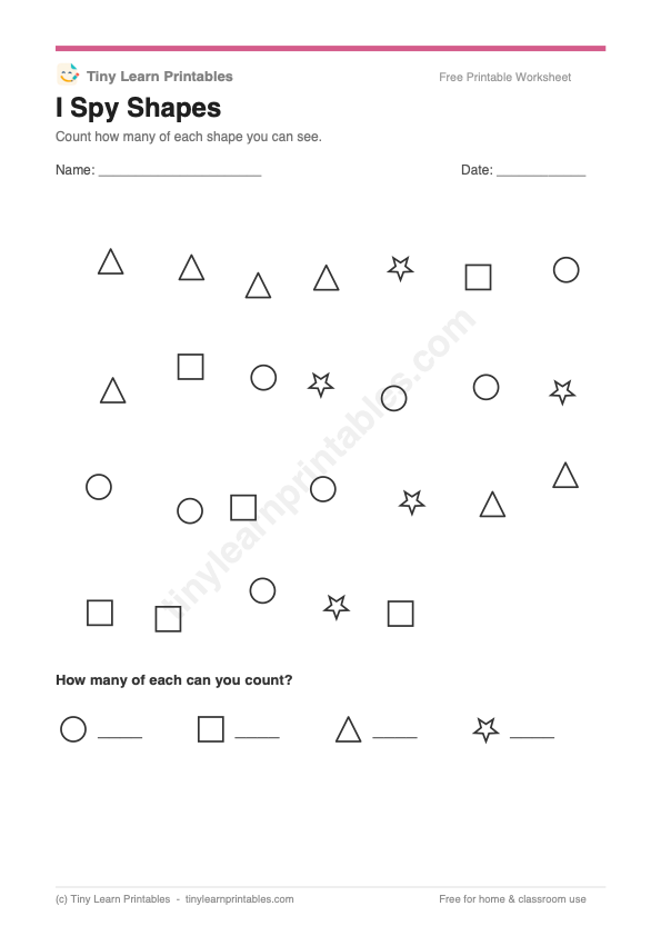 I Spy Shapes printable game preview