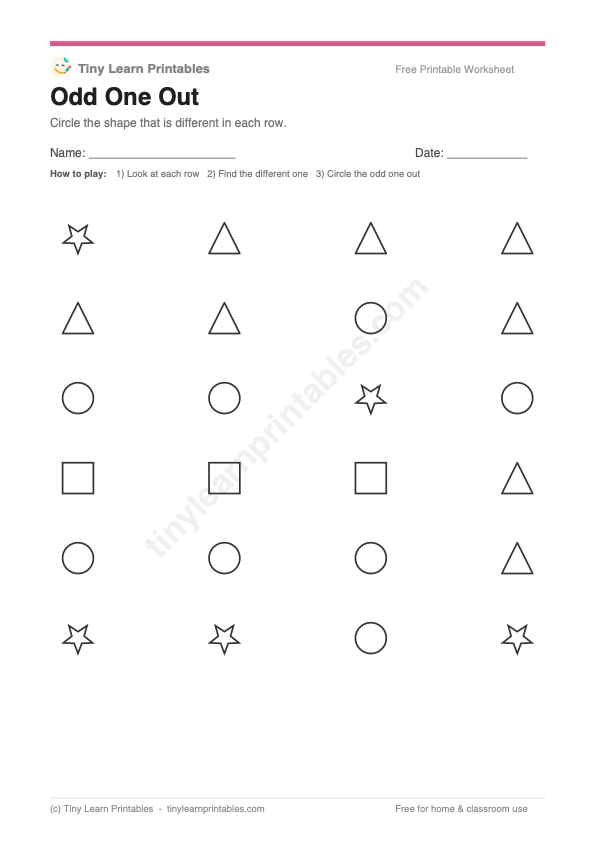 Odd one out thinking game page